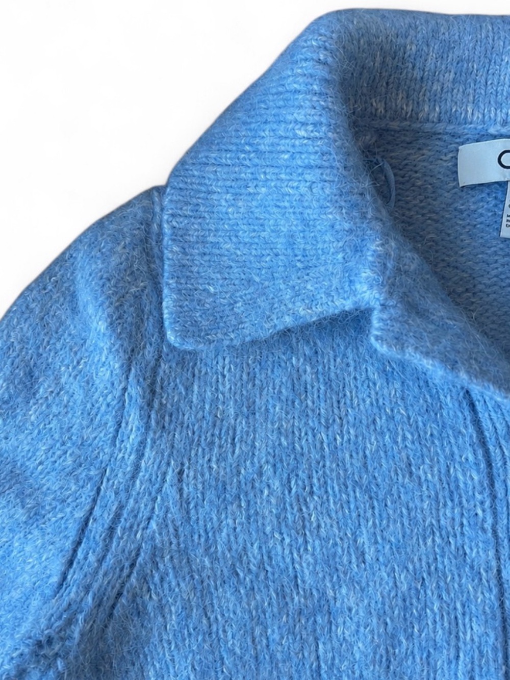 COS *WOOL/ALPACA* Sky Light Baby Blue Short Sleeve Knit Cardigan Sweater XSMALL - Picture 13 of 14